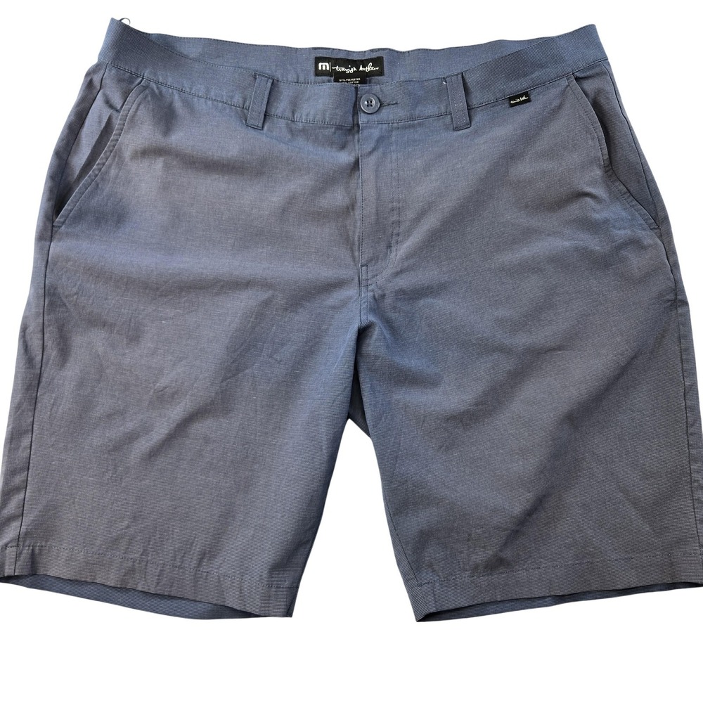 Travis Mathew Shorts Mens 38 Blue Chino Polyester Cotton Spandex Microfiber 11in
